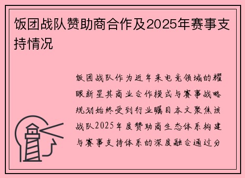 饭团战队赞助商合作及2025年赛事支持情况